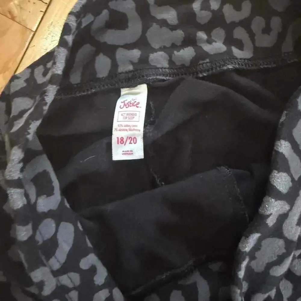 Justice Black Leopard Print Leggings Girls Size 18/20